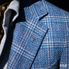 Stylbiella 澳洲美丽诺羊毛蓝色格纹全麻衬单西 商品缩略图4
