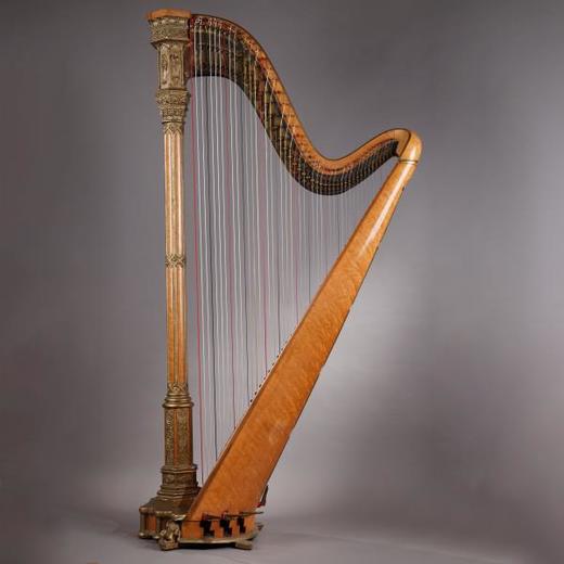 独角鹿西洋古董1889年法国Erard工坊签名出品枫木竖琴 商品图0