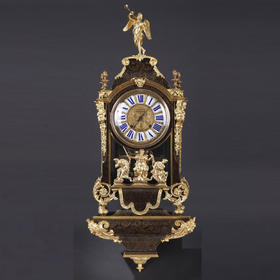 独角鹿西洋古董18世纪初法国路易十四时期铜鎏金布勒镶嵌座钟挂钟