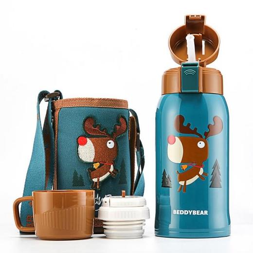 杯具熊3D麋鹿儿童保温杯宝宝吸管水杯学生便携水壶 商品图0
