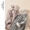 咕噜日记女童撞色毛领加厚格子呢大衣 DGW002 商品缩略图0
