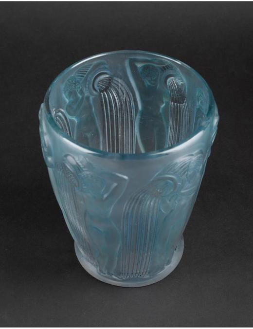 独角鹿西洋古董摆件法国LALIQUE莱俪DANAIDES淡蓝色欧泊水晶花瓶 商品图4