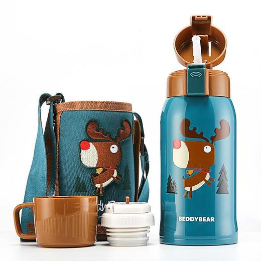 杯具熊3D麋鹿儿童保温杯宝宝吸管水杯学生便携水壶 商品图1