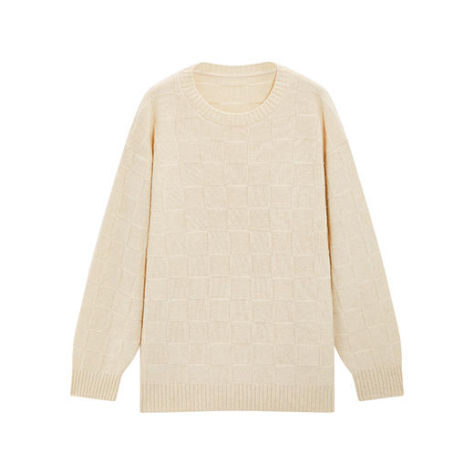 加厚重磅100%进口苏格兰邓肯羊绒显白减龄棋盘格纹圆领套头衫FJ29521N 商品图6