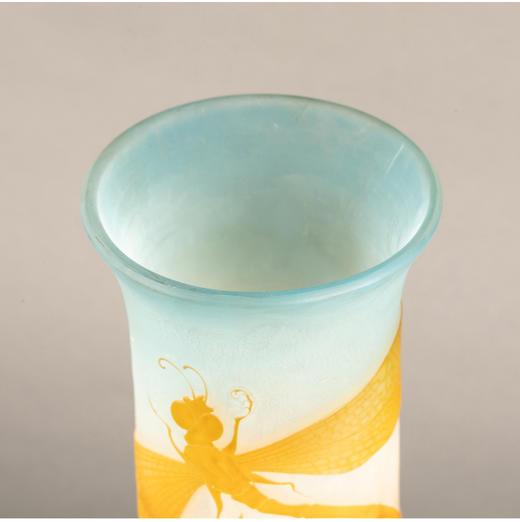 独角鹿西洋古董法国南锡派埃?尔·加莱紫藤花脱蜡铸造水晶花瓶 商品图2