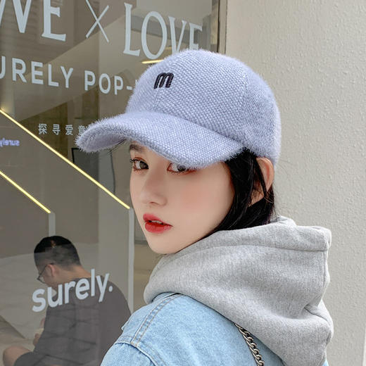 新款时尚韩国男女秋冬毛绒棒球帽女生韩版甜美可爱鸭舌帽百搭潮人弯檐保暖帽子 商品图2
