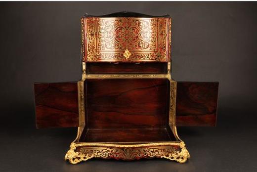 独角鹿西洋古董法国拿破仑三世时布勒镶嵌烈酒箱描金水晶酒具套装 商品图2