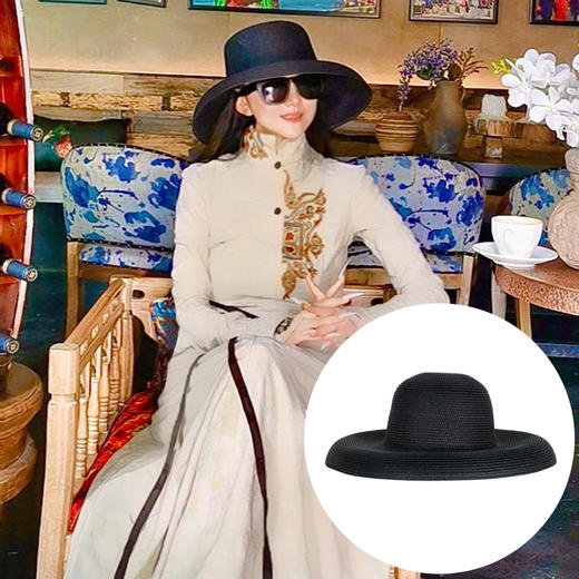 月下伊人宽檐帽子| 现货加急发 | 杨老师同款 黑色|白色 商品图0