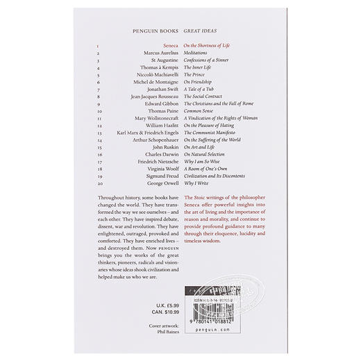 预售 【中商原版】塞内卡：论生命之短暂 英文原版 Penguin Great Ideas : On the Shortness of Life Seneca 商品图1