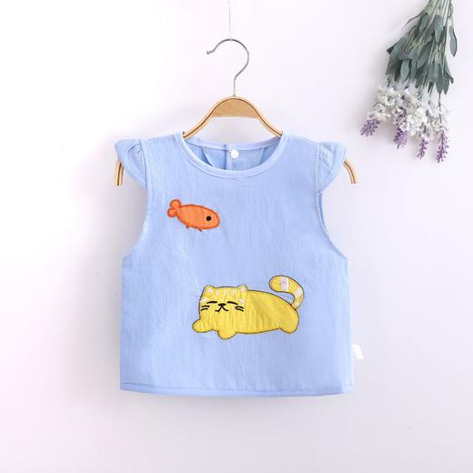 【外层纯棉 里层防水】儿童春夏吃饭无袖围兜宝宝反穿衣婴儿防水防污针织卡通罩衣 商品图10