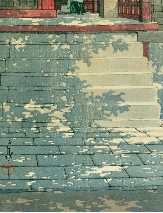 独角鹿西洋古董日本昭和时代新版画大师川濑巴水《目黒不動堂》 商品图4