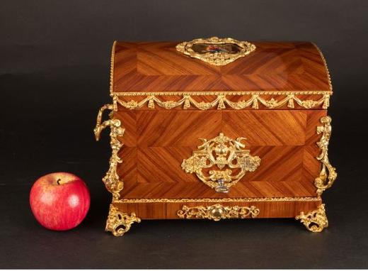 独角鹿西洋古董法国拿破仑三世时细木镶嵌人物陶瓷饰片雪茄收纳盒 商品图1