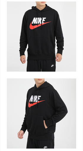 NIKE耐克卫衣男装 2021秋季新款运动服加厚加绒长袖运动宽松保暖套头衫连帽圆领卫衣男 CZ9129-010