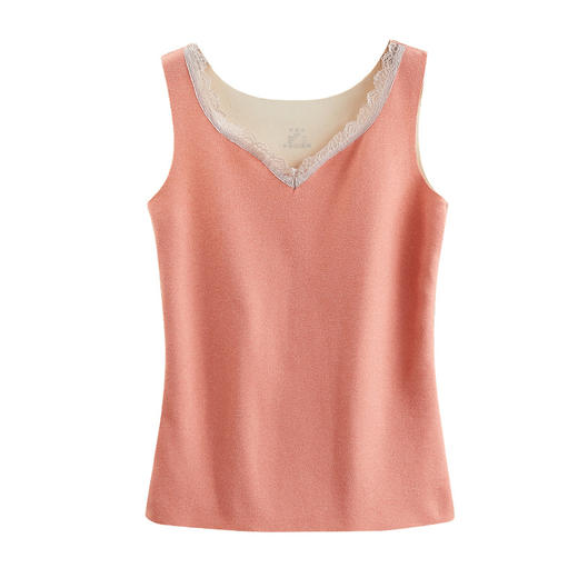 时尚新款百搭秋冬德绒保暖背心女无痕打底背心蕾丝加厚加绒自发热马甲女 商品图4