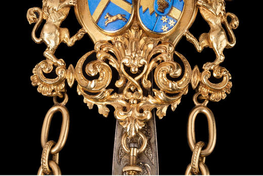 独角鹿西洋古董18k金银镀金镶嵌珐琅贵族定制印章钥匙腰链式怀表 商品图1