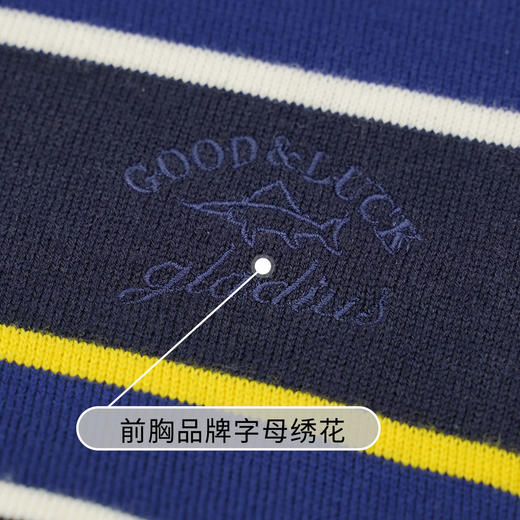 GOOD LUCK德鲨纯羊毛彩色条纹圆领休闲针织毛衫L283219-875 商品图6