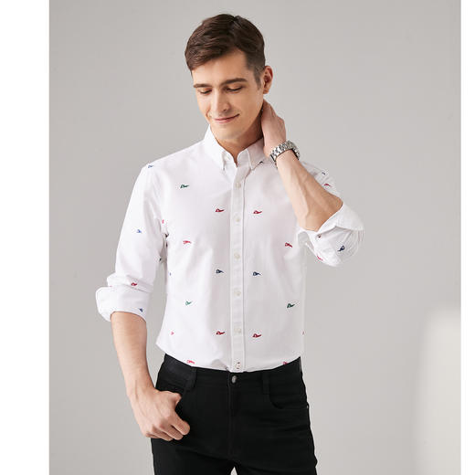 GOOD LUCK/德鲨百分百棉亲肤柔软百搭休闲长袖衬衫L291208 商品图5