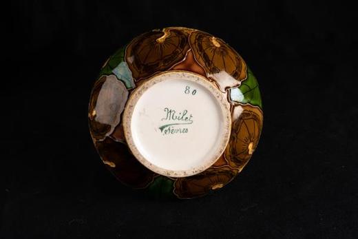 独角鹿西洋古董法国塞弗尔及艺术家签名金地手绘花卉图案珐琅瓷瓶 商品图2