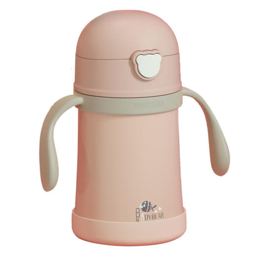 韩国杯具熊儿童保温杯带吸管便携两用男女宝宝学饮幼儿园防摔水壶 商品图0