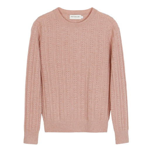 METTE羊绒世家21年秋冬新品女100%山羊绒衫圆领镂空保暖针织毛衣 商品图5