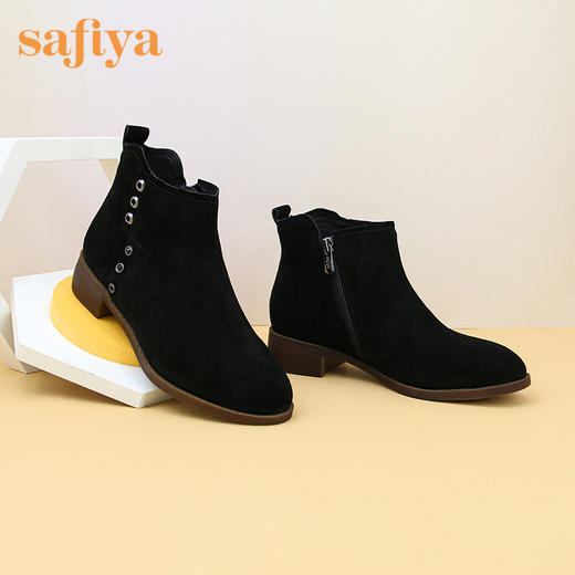 索菲娅秋冬牛皮磨砂侧拉链时装靴SF94116179 商品图4