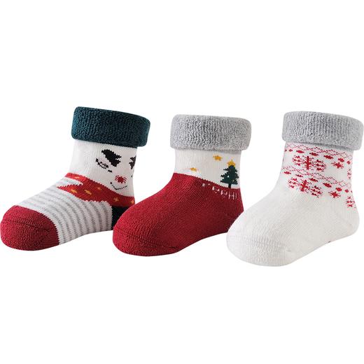 英氏婴儿加厚保暖袜子女宝宝3双装棉袜冬季新年袜YIWBJ31095A01 商品图4