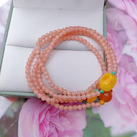 红纹石4圈蜜蜡手串