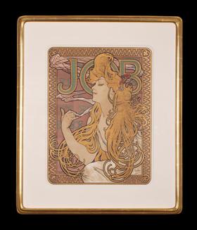 独角鹿西洋古董捷克国宝级大师穆夏签名经典原版石版画《Job》