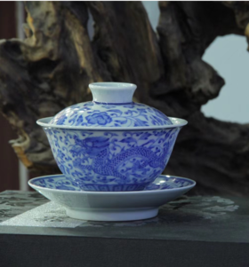 李文华柴窑龙凤盖碗