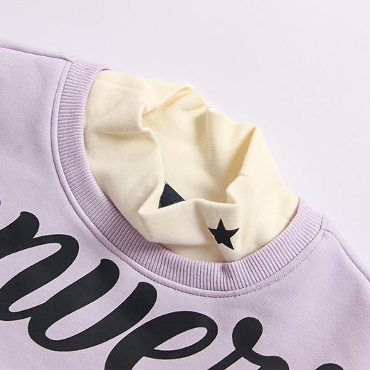 Converse匡威童衣冬男女童紫色假两件半高领加绒卫衣CV2142017 商品图1