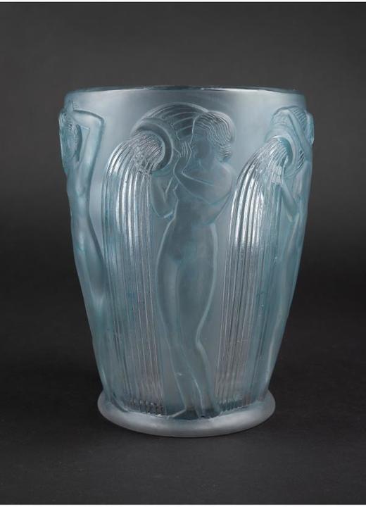 独角鹿西洋古董摆件法国LALIQUE莱俪DANAIDES淡蓝色欧泊水晶花瓶 商品图2