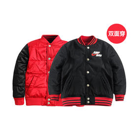 乔丹童衣冬男童两面穿棒球夹克棉服外套JD2142016
