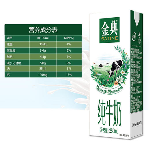 YS 伊利 金典纯牛奶 250mlx12盒  204002000100 商品图3