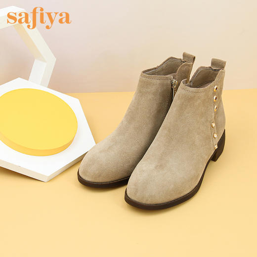 索菲娅秋冬牛皮磨砂侧拉链时装靴SF94116179 商品图3
