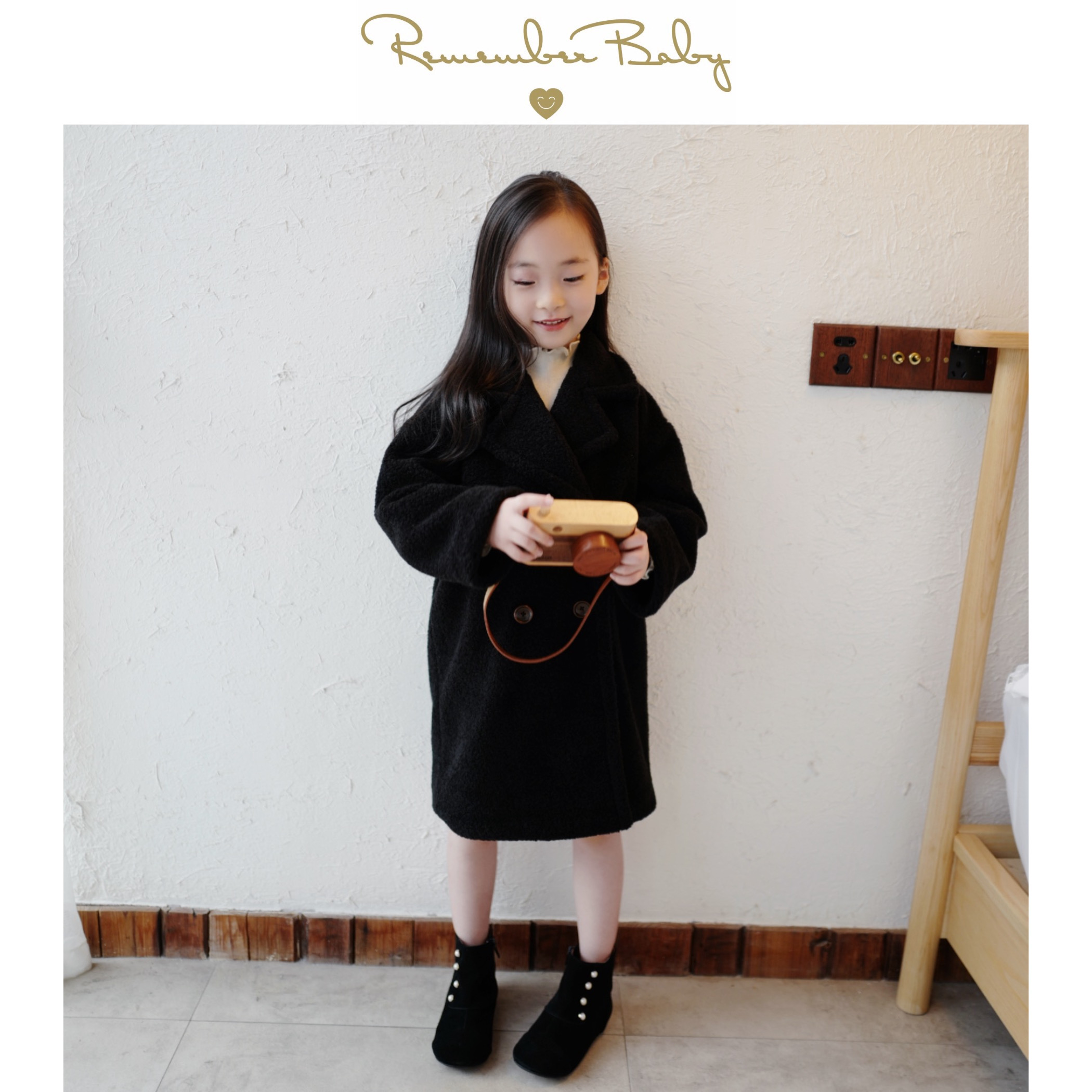 现货 / TEDDY | 亲子款 进口面料制 时髦复古泰迪大衣 骊黑色