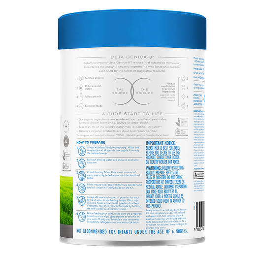 澳洲贝拉米白金版有机A2婴儿配方奶粉2段800g 跨境购 商品图1