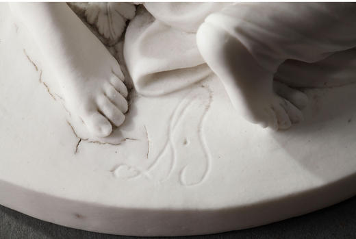 独角鹿西洋古董塞弗尔匠师签名古典风格丘比特女神素胎瓷群雕雕塑 商品图4