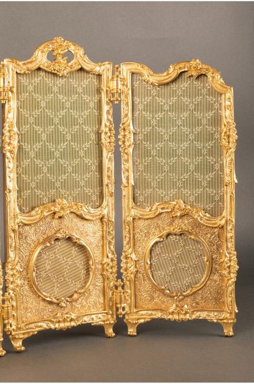 独角鹿西洋古董摆件法国洛可可风格三扇屏风造型精雕铜鎏金相框 商品图2