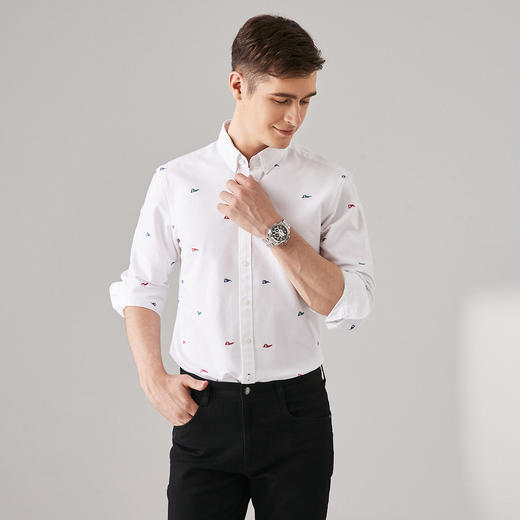 GOOD LUCK/德鲨百分百棉亲肤柔软百搭休闲长袖衬衫L291208 商品图7