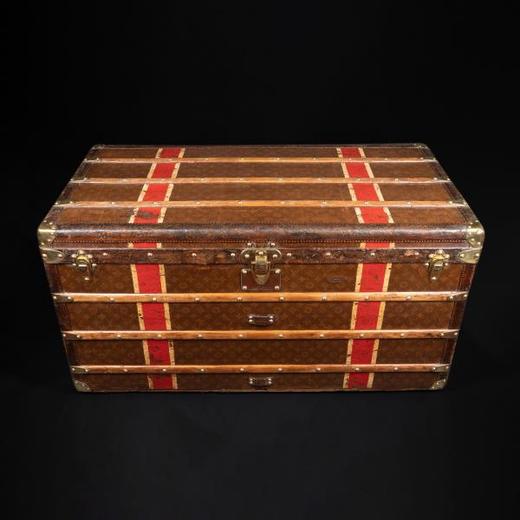 独角鹿西洋古董路易威登Monogram经典老花款彩绘条纹旅行箱行李箱 商品图0