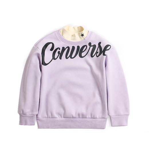 Converse匡威童衣冬男女童紫色假两件半高领加绒卫衣CV2142017 商品图0
