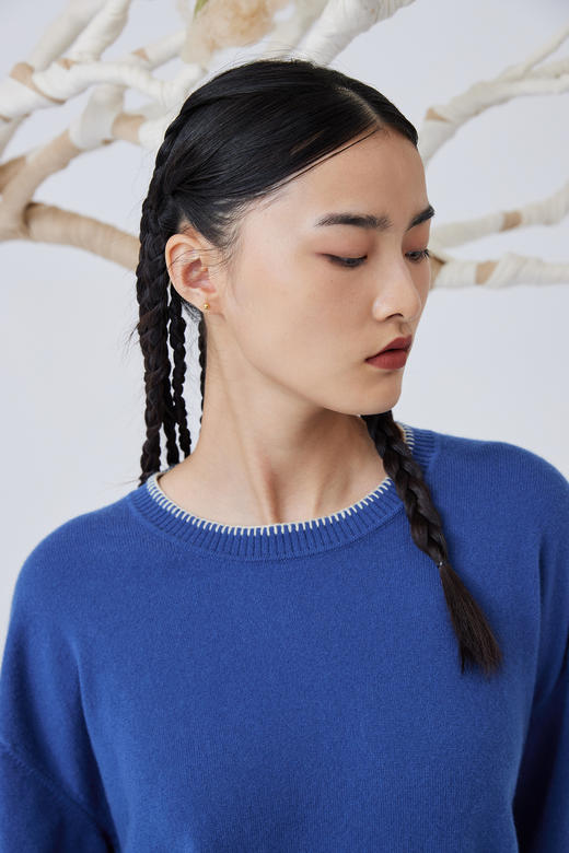  手绣领边羊绒针织女套衫 SJF93W162A 商品图4