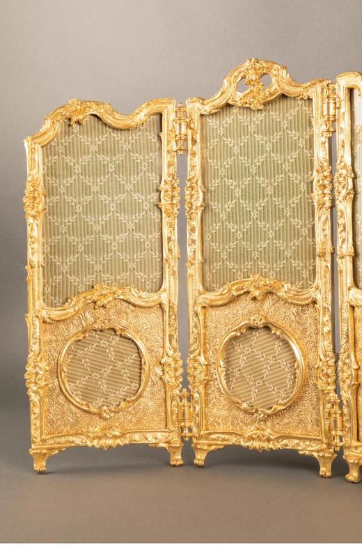 独角鹿西洋古董摆件法国洛可可风格三扇屏风造型精雕铜鎏金相框 商品图1