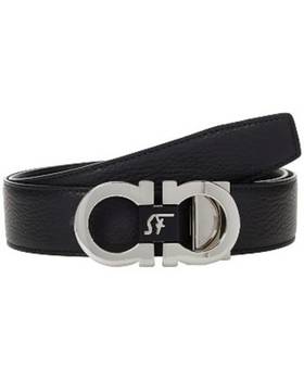 SALVATORE FERRAGAMO 男士黑色牛皮双面可调节腰带 67-0051-745866