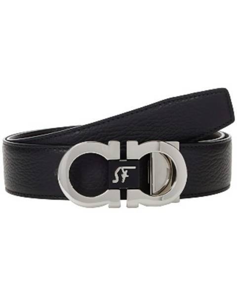 SALVATORE FERRAGAMO 男士黑色牛皮双面可调节腰带 67-0051-745866 商品图0