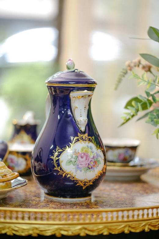 独角鹿西洋古董梅森瓷器钴蓝色釉咖啡壶奶壶糖罐杯碟盘下午茶套件 商品图1