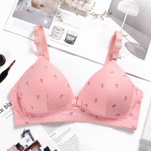 黛唯梵哺乳文胸聚拢无钢圈棉质胸罩喂奶怀孕期薄款印花孕妇内衣 商品图2