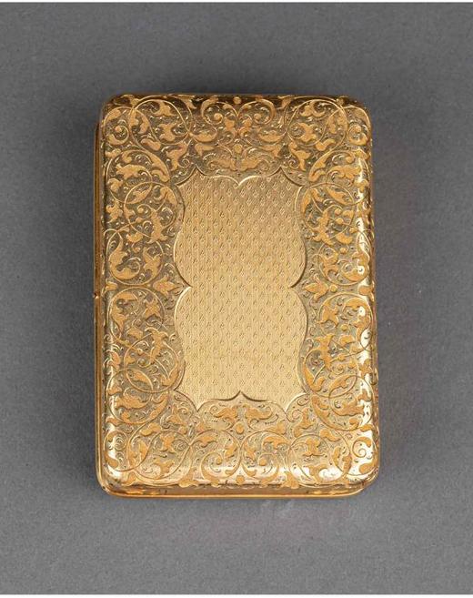 独角鹿西洋古董法国18K金镶嵌钻石玑镂纹珐琅装饰方形鼻烟盒 商品图3