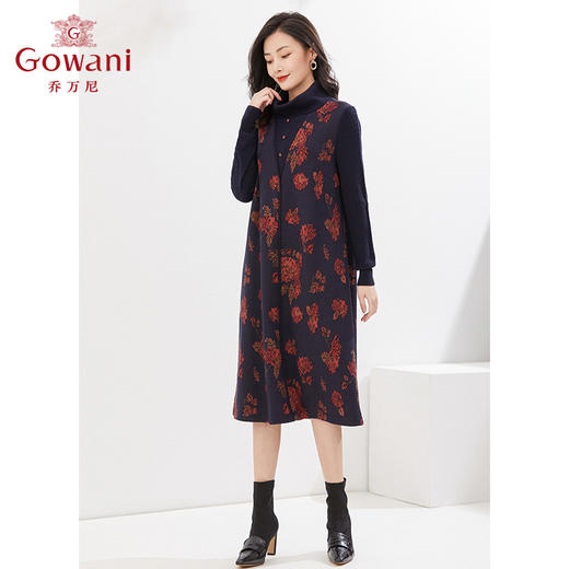 乔万尼秋冬新品绵羊毛连衣裙假两件设计复古高级感EI4E501 商品图1