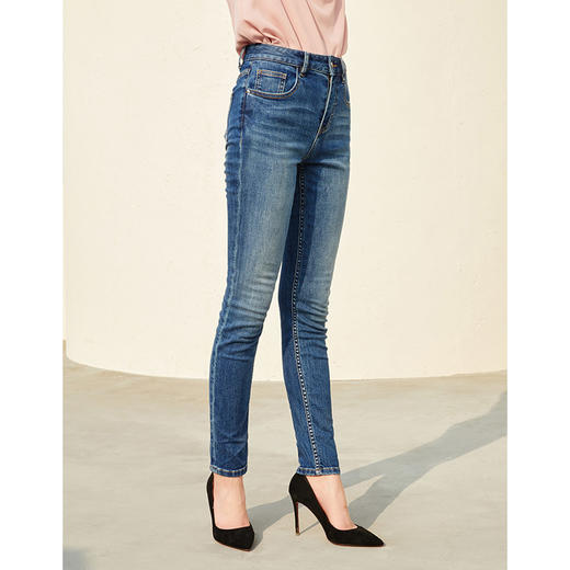 EITIE爱特爱春季新款简约通勤时尚显瘦小脚修身牛仔裤长裤女A2205903 商品图1